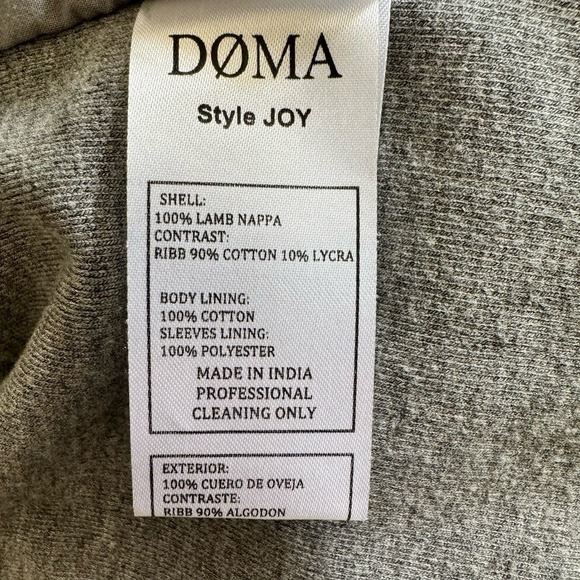 Doma Joy Women's Biker Style Motorcycle Zip-Up Lamb Nappa Leather Jacket - Picture 12 of 14